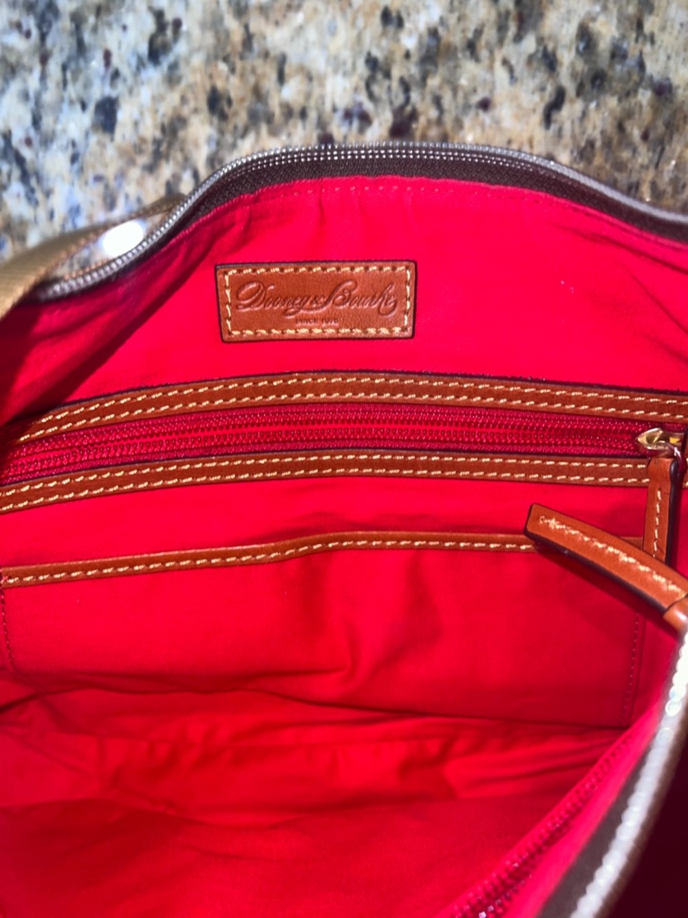 Dooney & Bourke Bright Pink Nylon Hobo with Brown Leather Trim - Picture 9 of 12